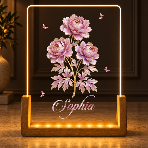 Beautiful Birth Month Flowers, Gift For Her | Personalized Night Light