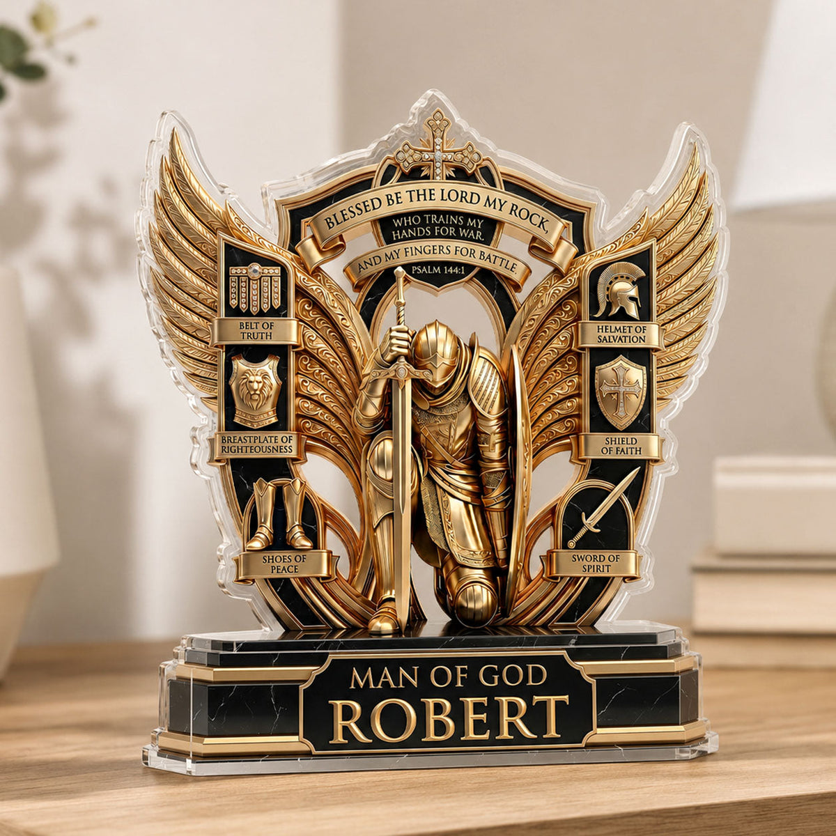 Blessed Be The Lord My Rock, Christian Gift For Believers | Personalized Custom Shaped Acrylic Plaque
