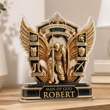 Blessed Be The Lord My Rock, Christian Gift For Believers | Personalized Custom Shaped Acrylic Plaque
