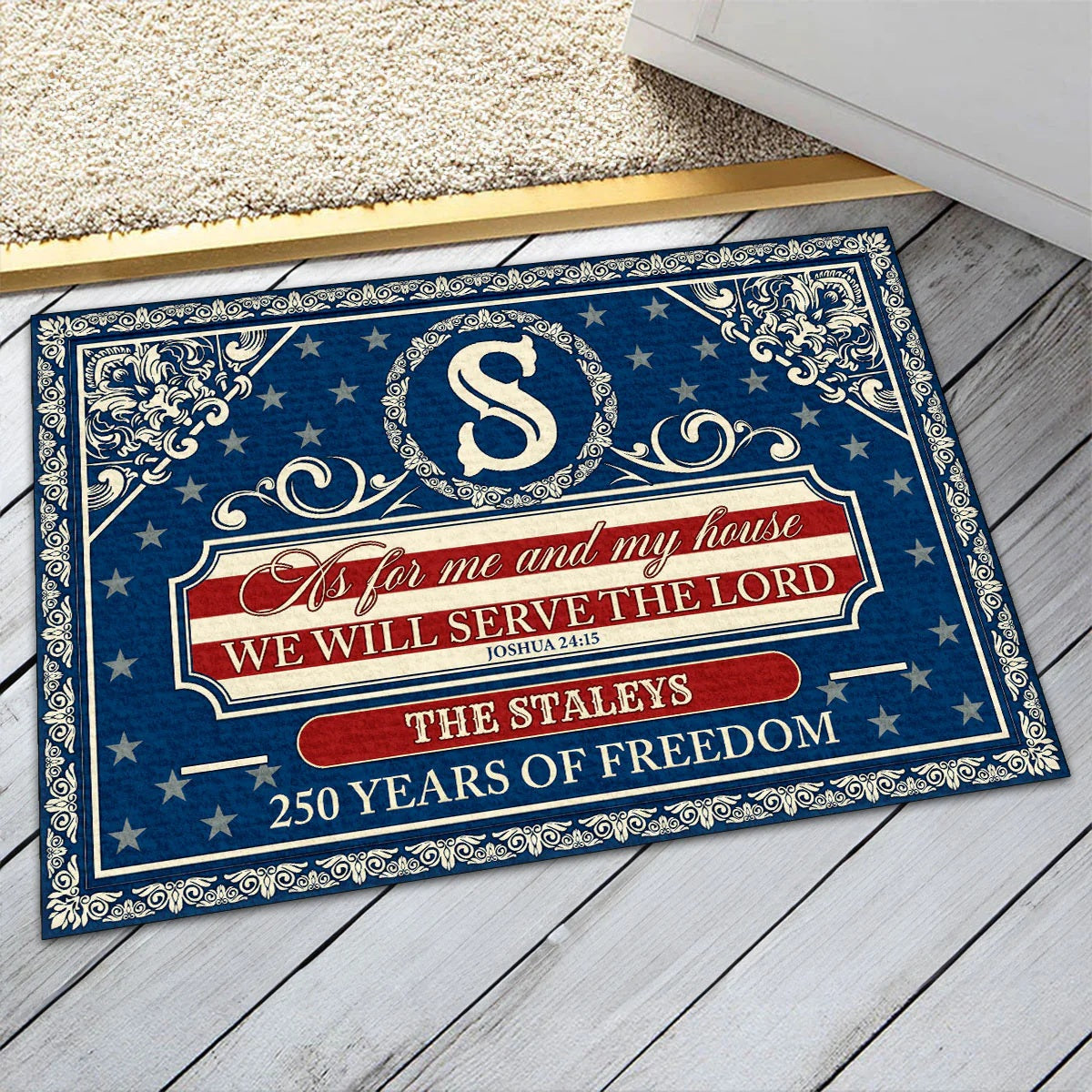 As For Me And My House We Will Serve The Lord - Personalized Doormat