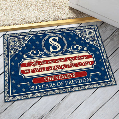 As For Me And My House We Will Serve The Lord - Personalized Doormat