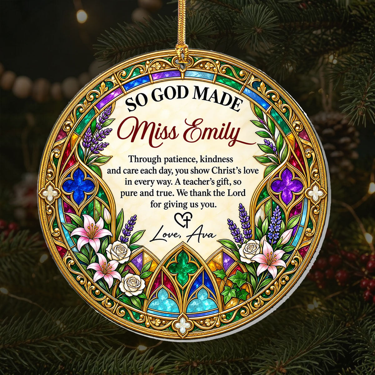 Christ's Love In Every Way, Gift For Teacher | Personalized Suncatcher Ornament