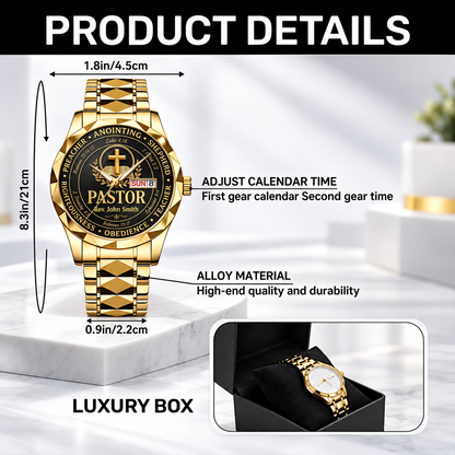 Faithful Shepherd Pastor Tribute, Gift For Pastor - Personalized Men's Wrist Watch