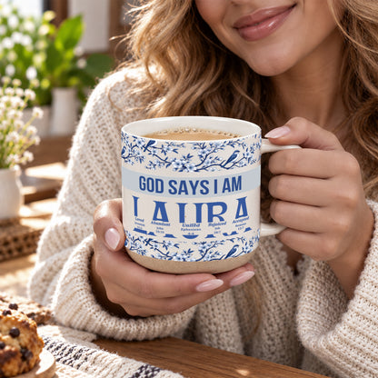 God Says I Am, Personalized Gift For Loved One | Personalized Pottery Mug
