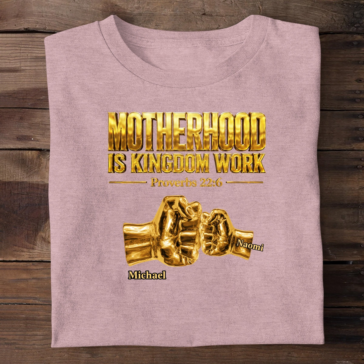 Fatherhood Is Kingdom Work Golden Fist Bump | Personalized 2D Unisex T-shirt