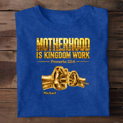 Fatherhood Is Kingdom Work Golden Fist Bump | Personalized 2D Unisex T-shirt