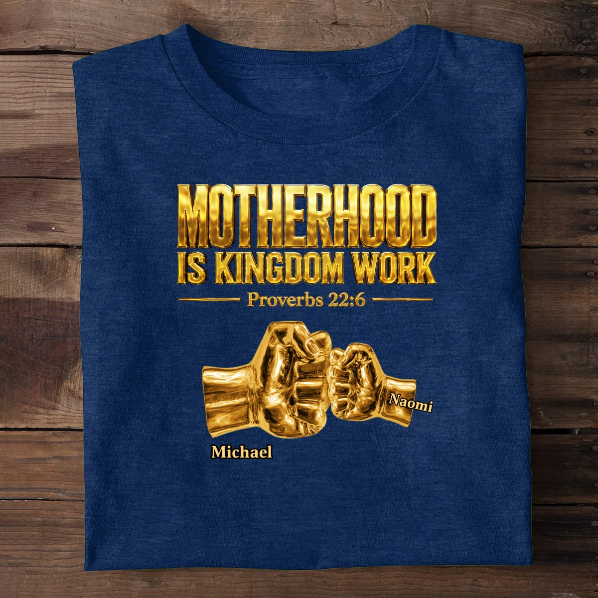 Fatherhood Is Kingdom Work Golden Fist Bump | Personalized 2D Unisex T-shirt