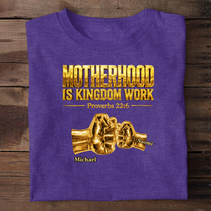 Fatherhood Is Kingdom Work Golden Fist Bump | Personalized 2D Unisex T-shirt