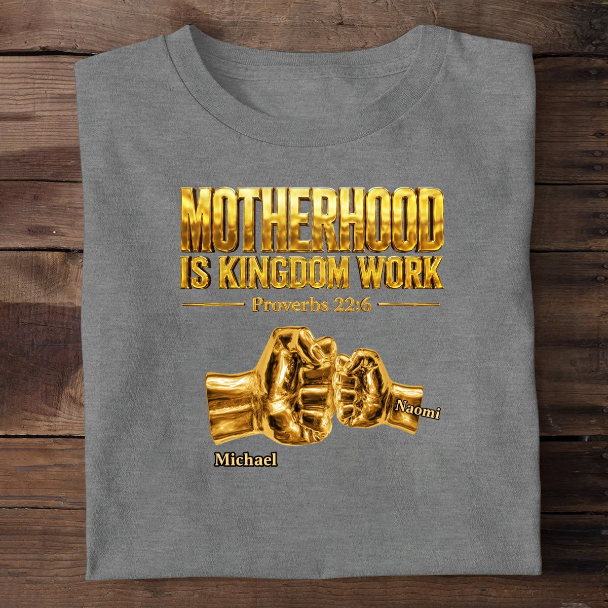 Fatherhood Is Kingdom Work Golden Fist Bump | Personalized 2D Unisex T-shirt