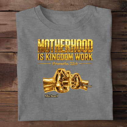 Fatherhood Is Kingdom Work Golden Fist Bump | Personalized 2D Unisex T-shirt