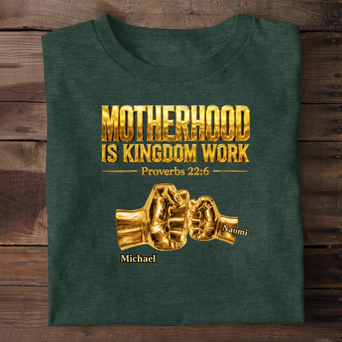 Fatherhood Is Kingdom Work Golden Fist Bump | Personalized 2D Unisex T-shirt