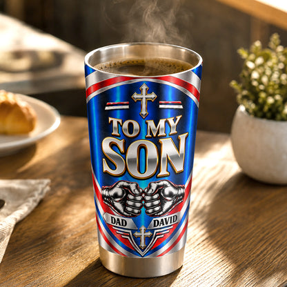 My Little Boy Yesterday My Son Forever, Christian Gifts For Son, Grandson | Personalized Stainless Steel Tumbler