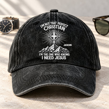 Raised In Faith, Gift For Christian - Personalized Custom Vintage Washed Denim Cap
