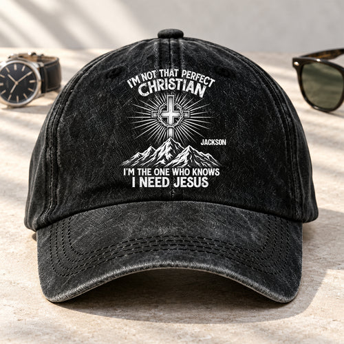 Raised In Faith, Gift For Christian - Personalized Custom Vintage Washed Denim Cap