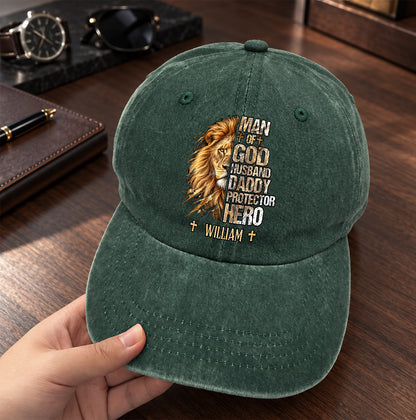 My Hero, Gift For Man - Personalized Custom Vintage Washed Denim Cap