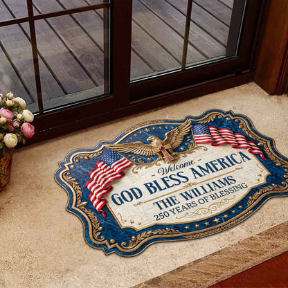 God Bless America - Personalized Custom Shape Doormat