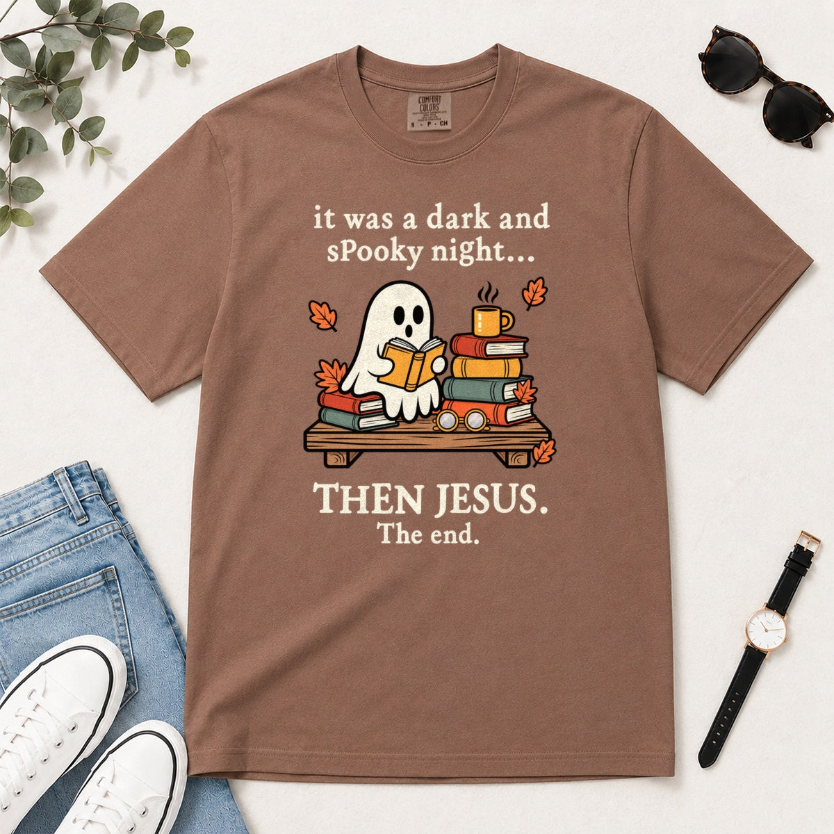 Then Jesus The End Book Ghost, Gift For Christian Book Lovers - 2D Unisex Garment-dyed T-shirt