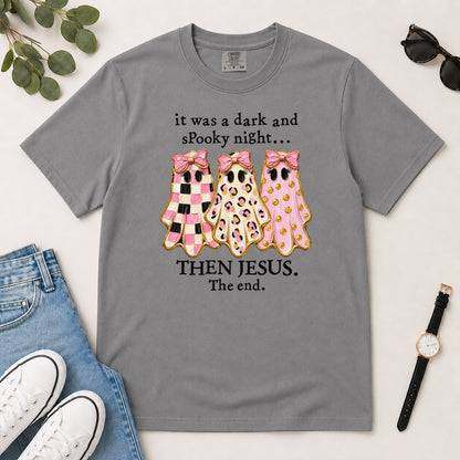 Then Jesus The End Pink Ghost, Gift For Christian Women - 2D Unisex Garment-dyed T-shirt