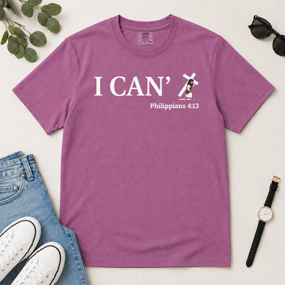Through Christ I Can, Gift For Christian Friend - 2D Unisex Garment-dyed T-shirt