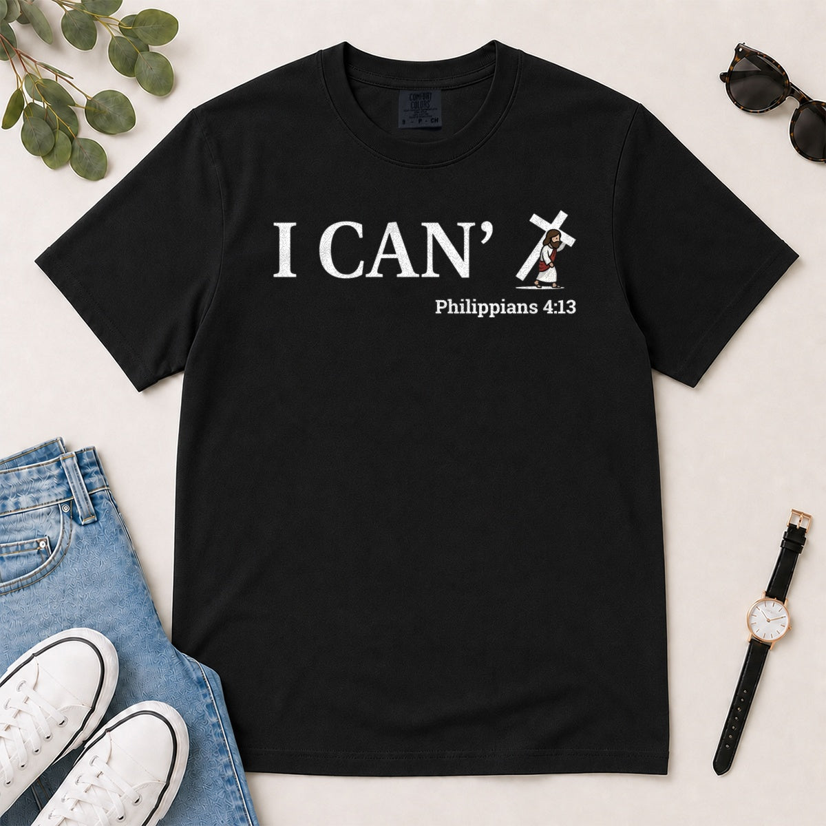 Through Christ I Can, Gift For Christian Friend - 2D Unisex Garment-dyed T-shirt