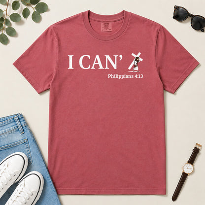 Through Christ I Can, Gift For Christian Friend - 2D Unisex Garment-dyed T-shirt