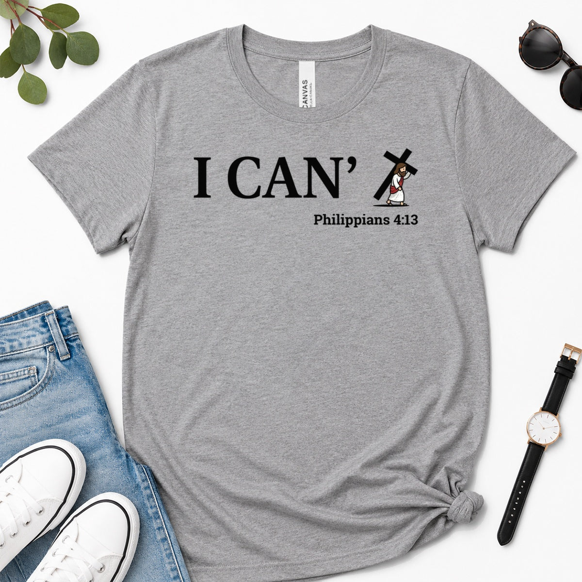 Through Christ I Can, Gift For Christian Friend - 2D Unisex Premium T-shirt