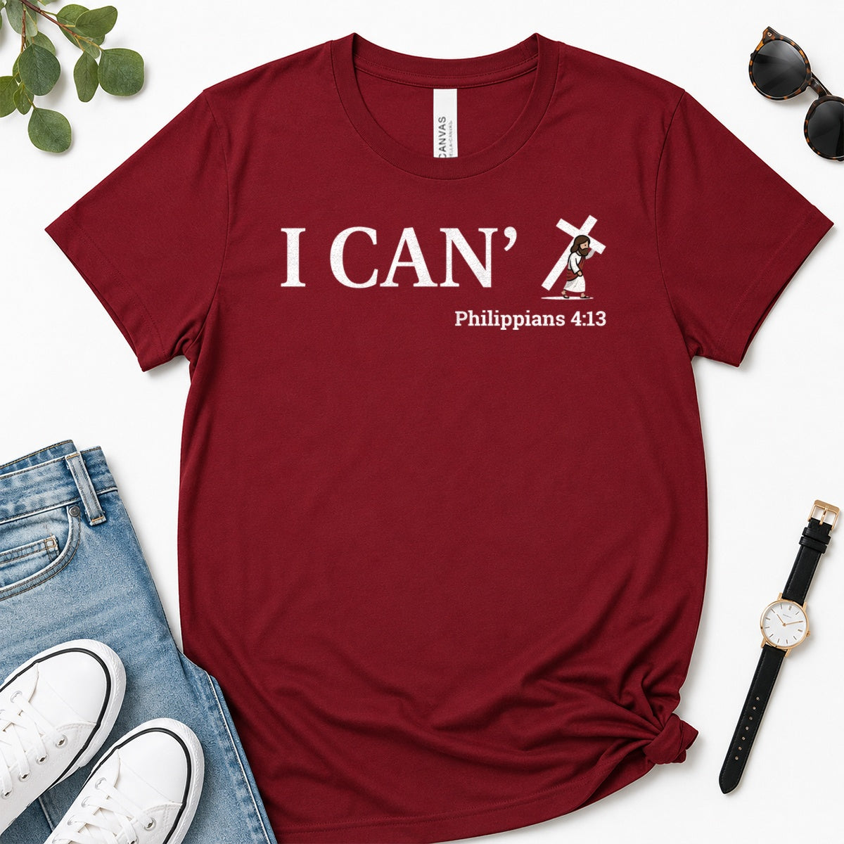 Through Christ I Can, Gift For Christian Friend - 2D Unisex Premium T-shirt