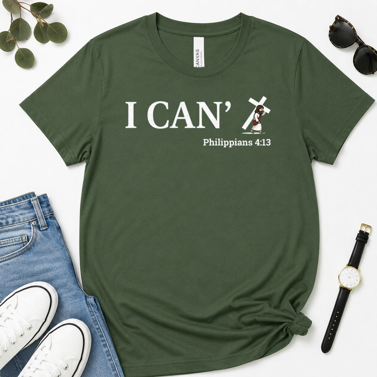 Through Christ I Can, Gift For Christian Friend - 2D Unisex Premium T-shirt