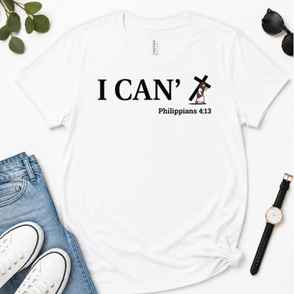 Through Christ I Can, Gift For Christian Friend - 2D Unisex Premium T-shirt