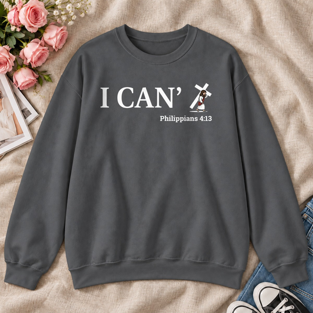 Through Christ I Can, Gift For Christian Friend - 2D Unisex Sweatshirt