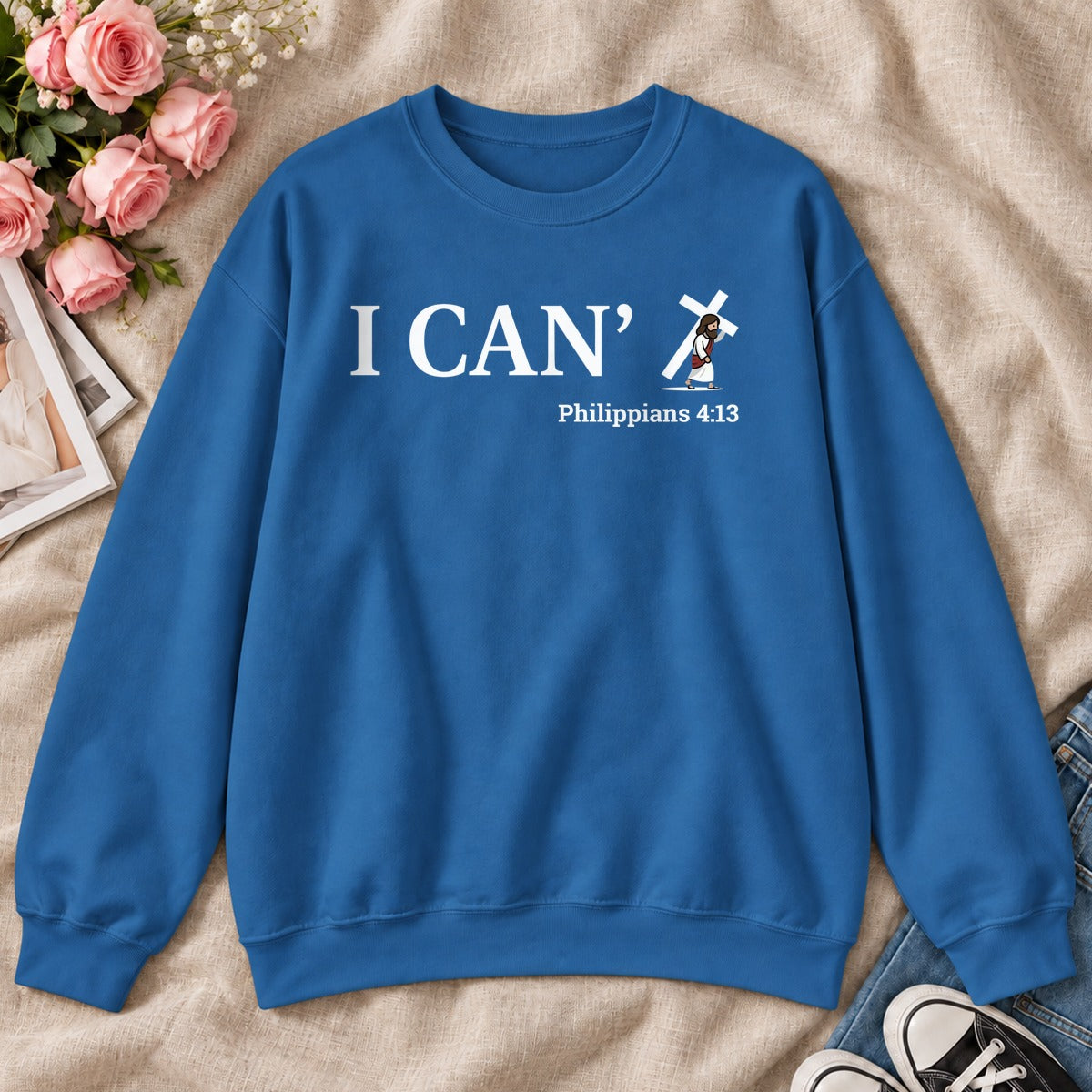 Through Christ I Can, Gift For Christian Friend - 2D Unisex Sweatshirt