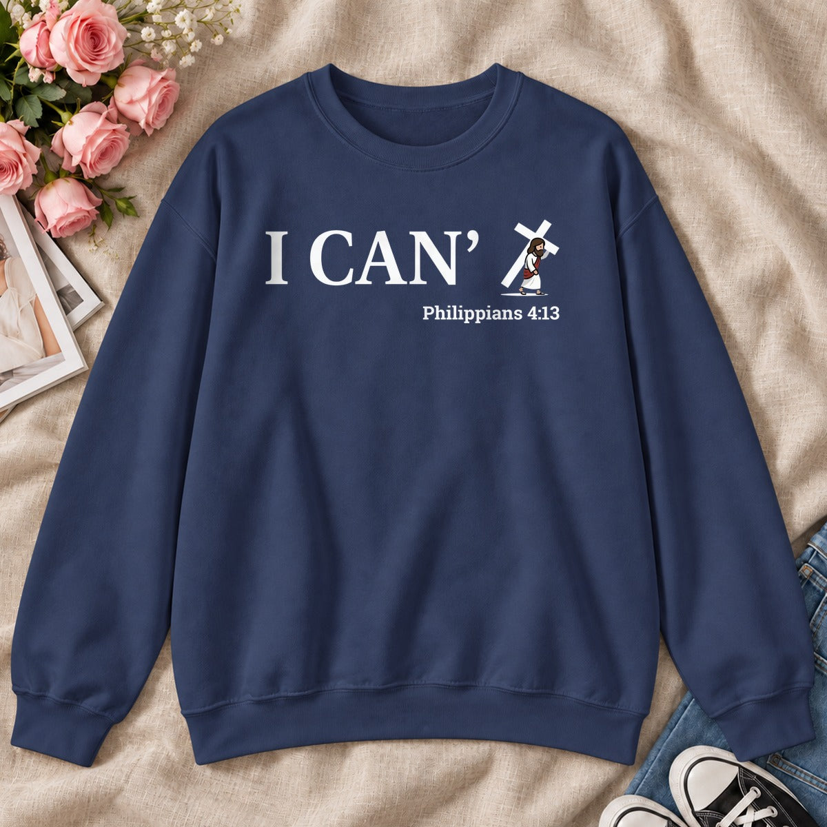 Through Christ I Can, Gift For Christian Friend - 2D Unisex Sweatshirt