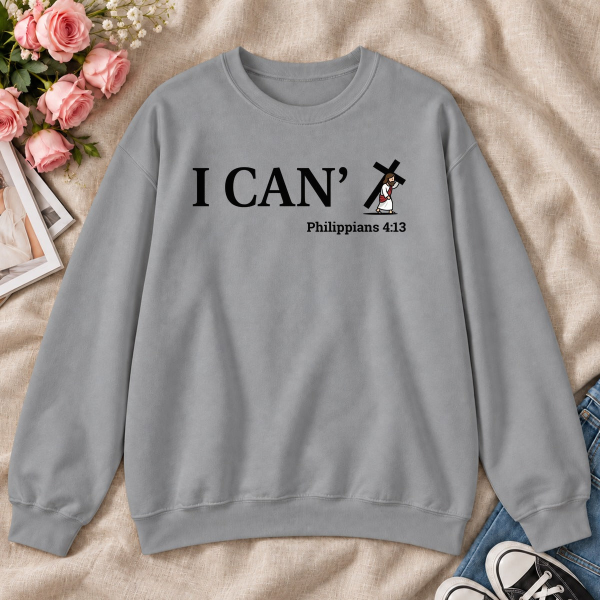 Through Christ I Can, Gift For Christian Friend - 2D Unisex Sweatshirt