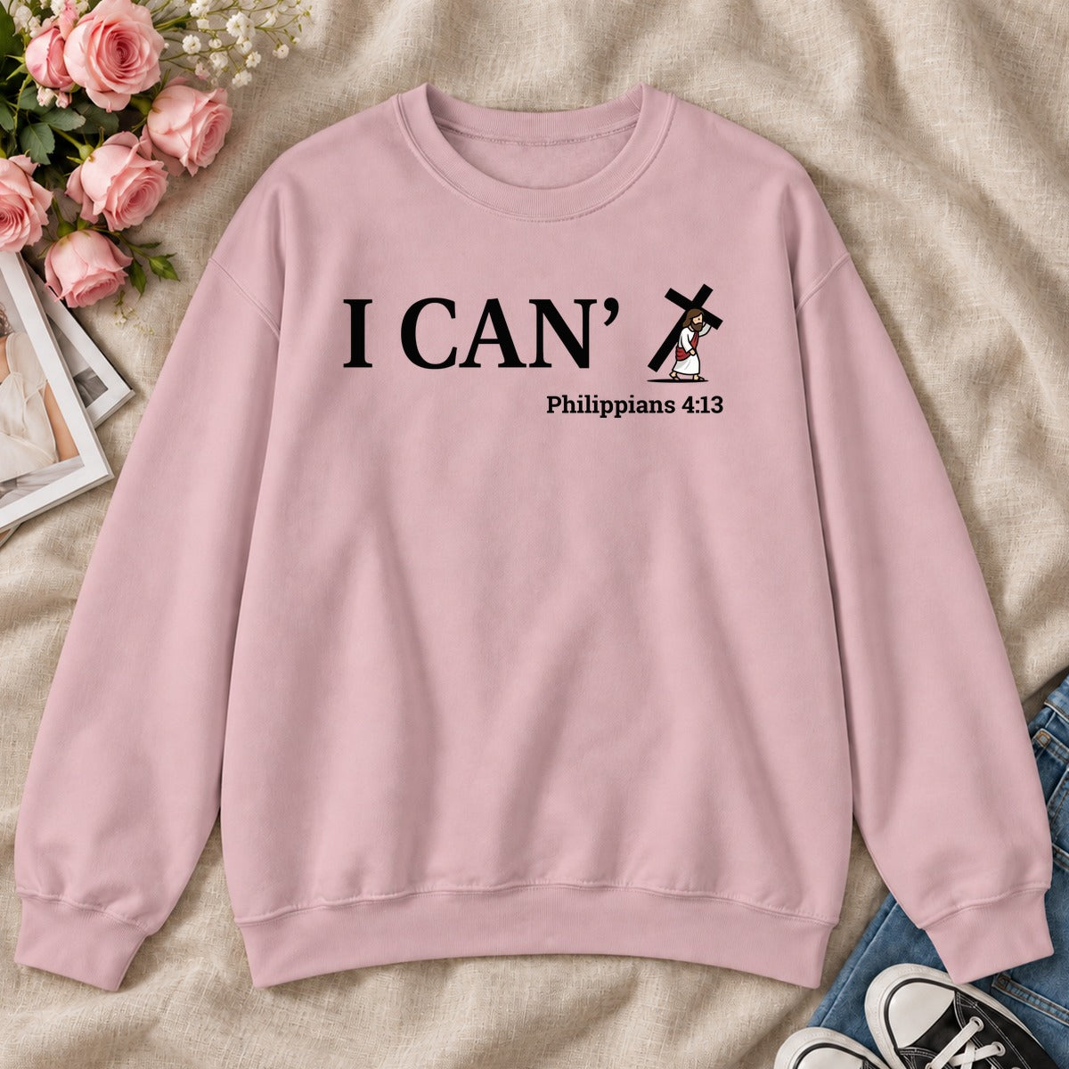 Through Christ I Can, Gift For Christian Friend - 2D Unisex Sweatshirt