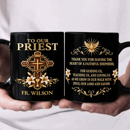 Thank You For Being A Faithful Shepherd, Christian Gift For Priest | Personalized Ceramic Coffee Mug
