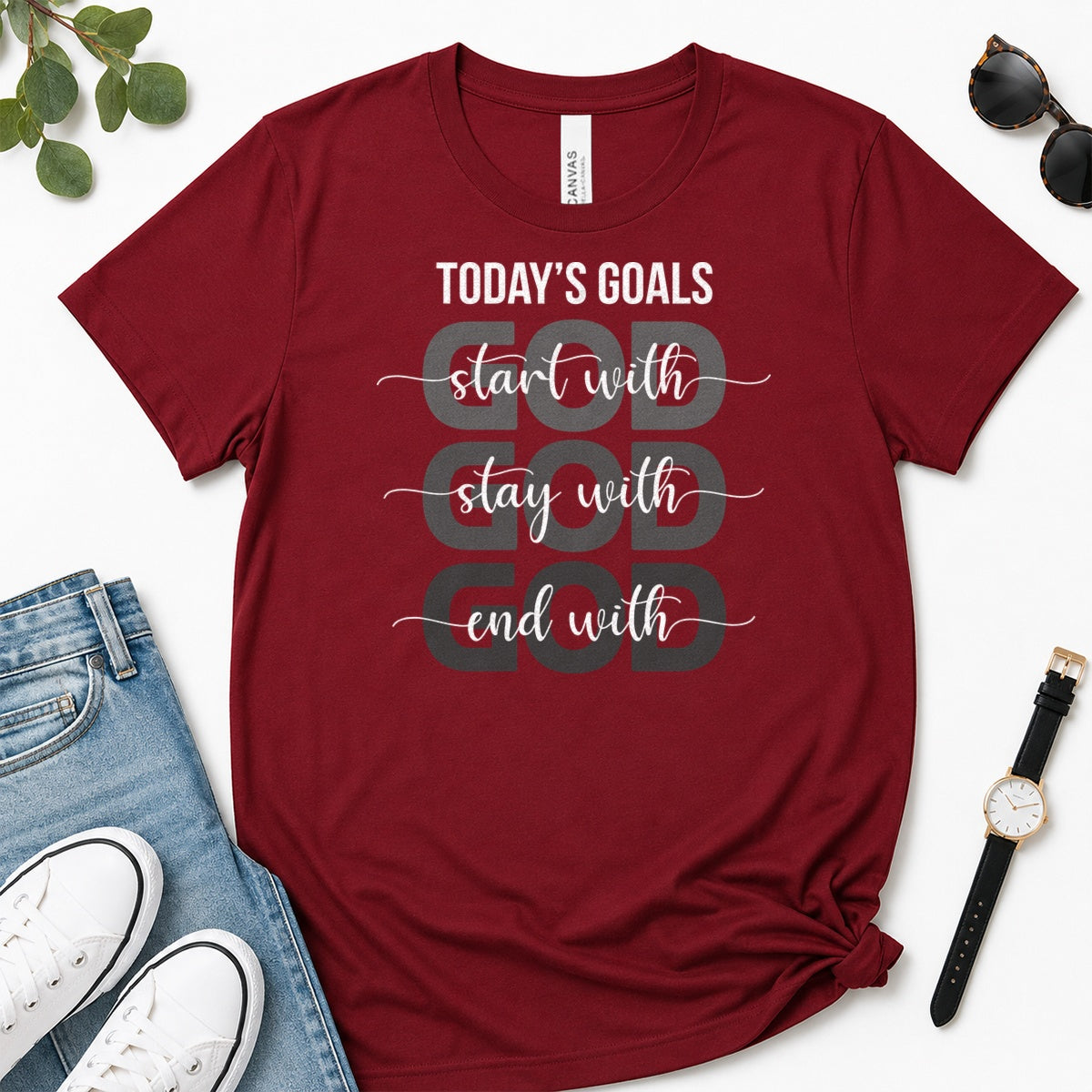 Today's Goals Start With God, Gift For Christian Entrepreneurs - 2D Unisex Premium T-shirt