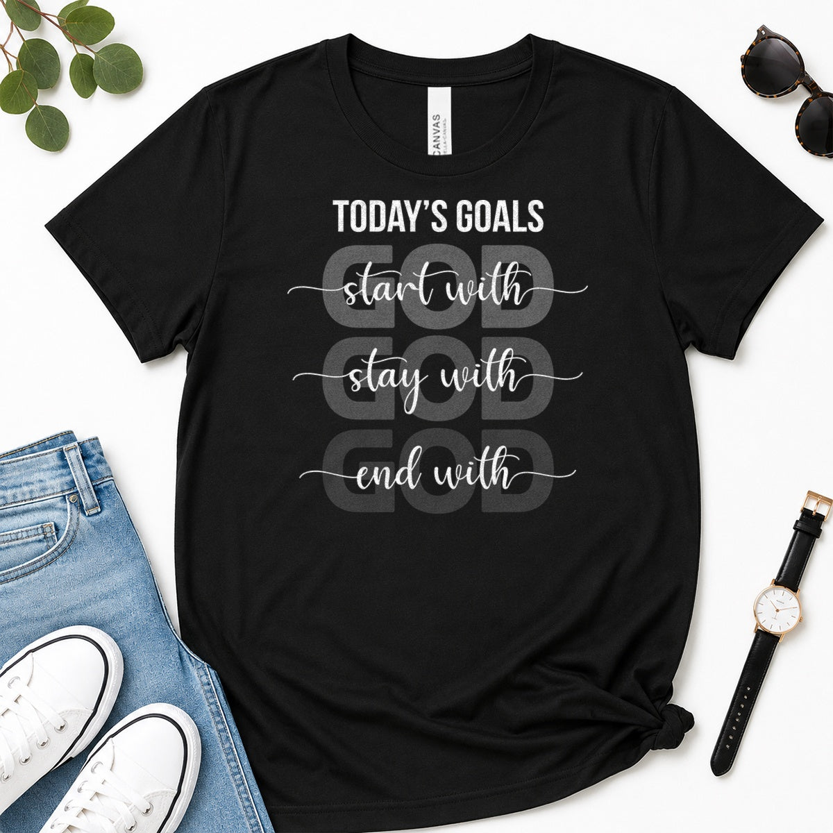 Today's Goals Start With God, Gift For Christian Entrepreneurs - 2D Unisex Premium T-shirt