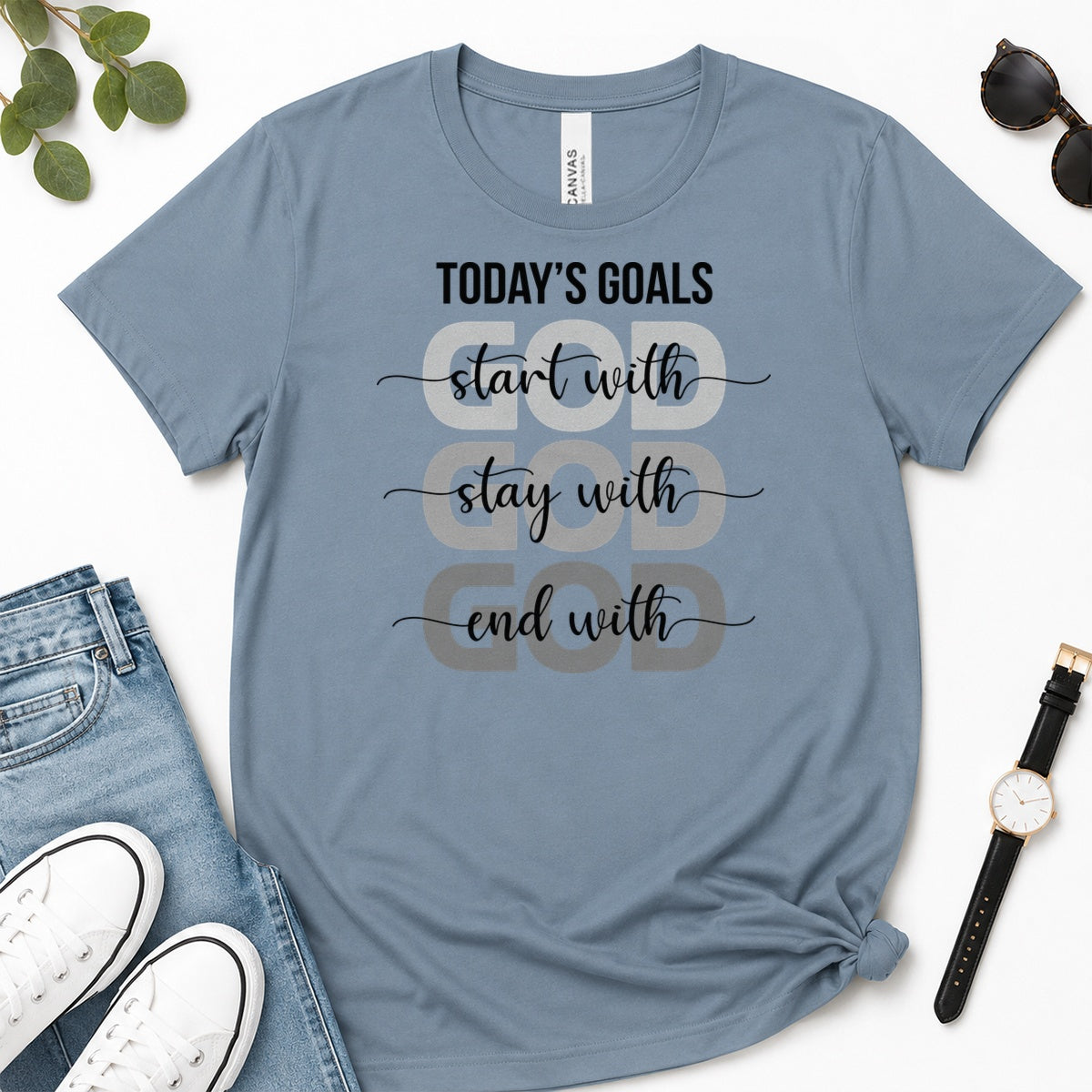 Today's Goals Start With God, Gift For Christian Entrepreneurs - 2D Unisex Premium T-shirt