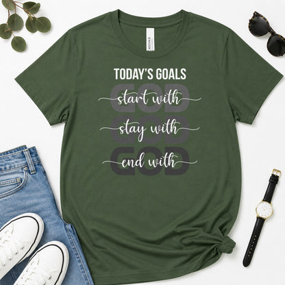 Today's Goals Start With God, Gift For Christian Entrepreneurs - 2D Unisex Premium T-shirt