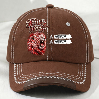Faith Over Fear, Gift For Men | Personalized Vintage Soft Baseball Cap