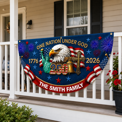 One Nation Under God, Gift of Unity | Personalized Non-Pleated Fan Flag