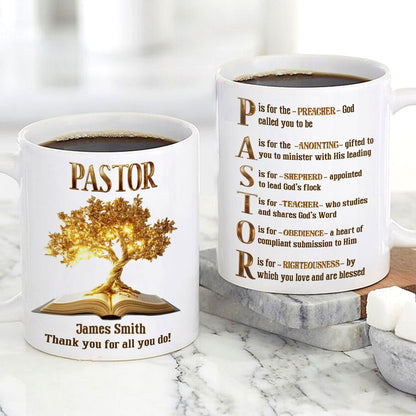 Thank You Pastor, Gift For Pastor | Personalized Ceramic Coffee Mug