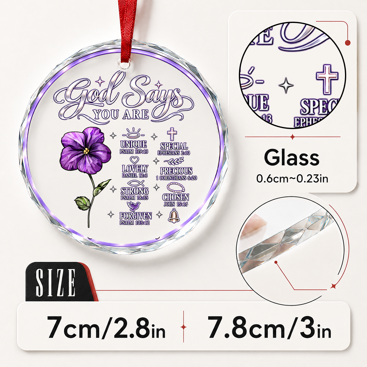 God Says You Are, Gift For Her | Personalized 1-Side Round Glass Ornament