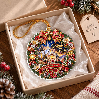 Together In Faith, Gift For Christian | Personalized 3D Relief White Acrylic Ornament