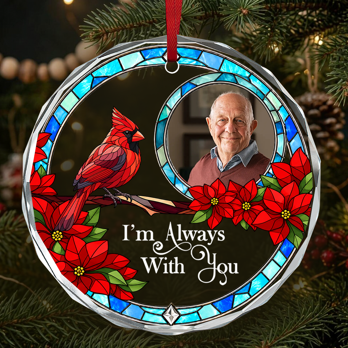 I'm Always With You, Gift For Loved One - Personalized Heart Shaped Glass Ornament