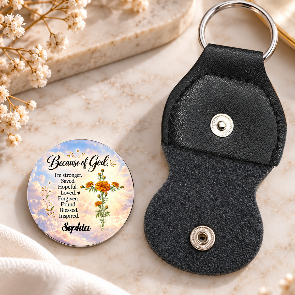 Stronger Because Of God, Gift For Loved One | Personalized Pocket Hug