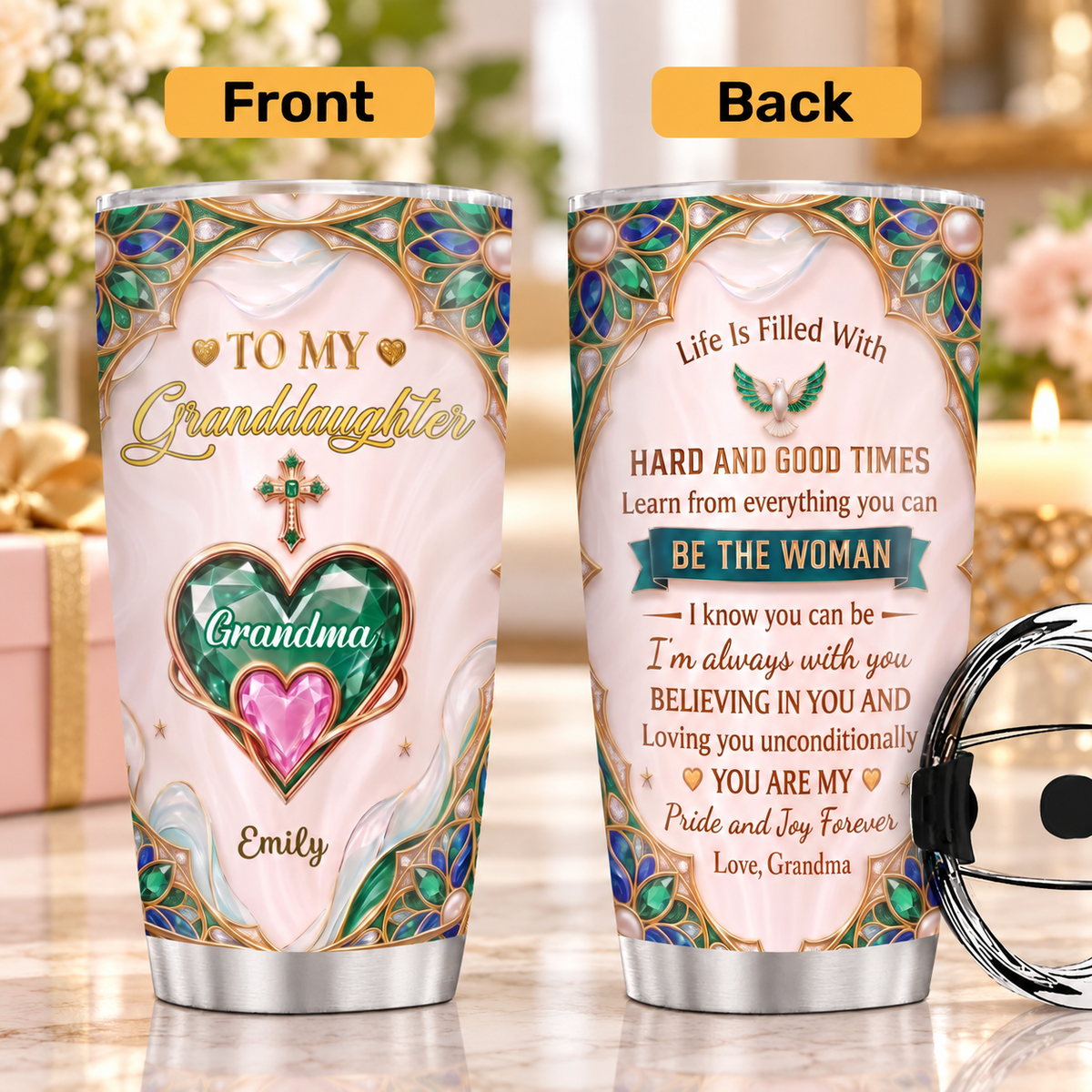 Life Is Filled With Hard And Good Times, Gift For Granddaughter | Personalized Stainless Steel Tumbler