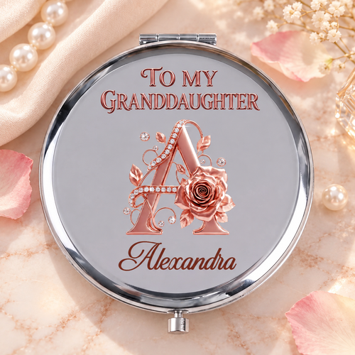 To My Granddaughter And Daughter, Gift For Granddaughter | Personalized Circle Metallic Mirror