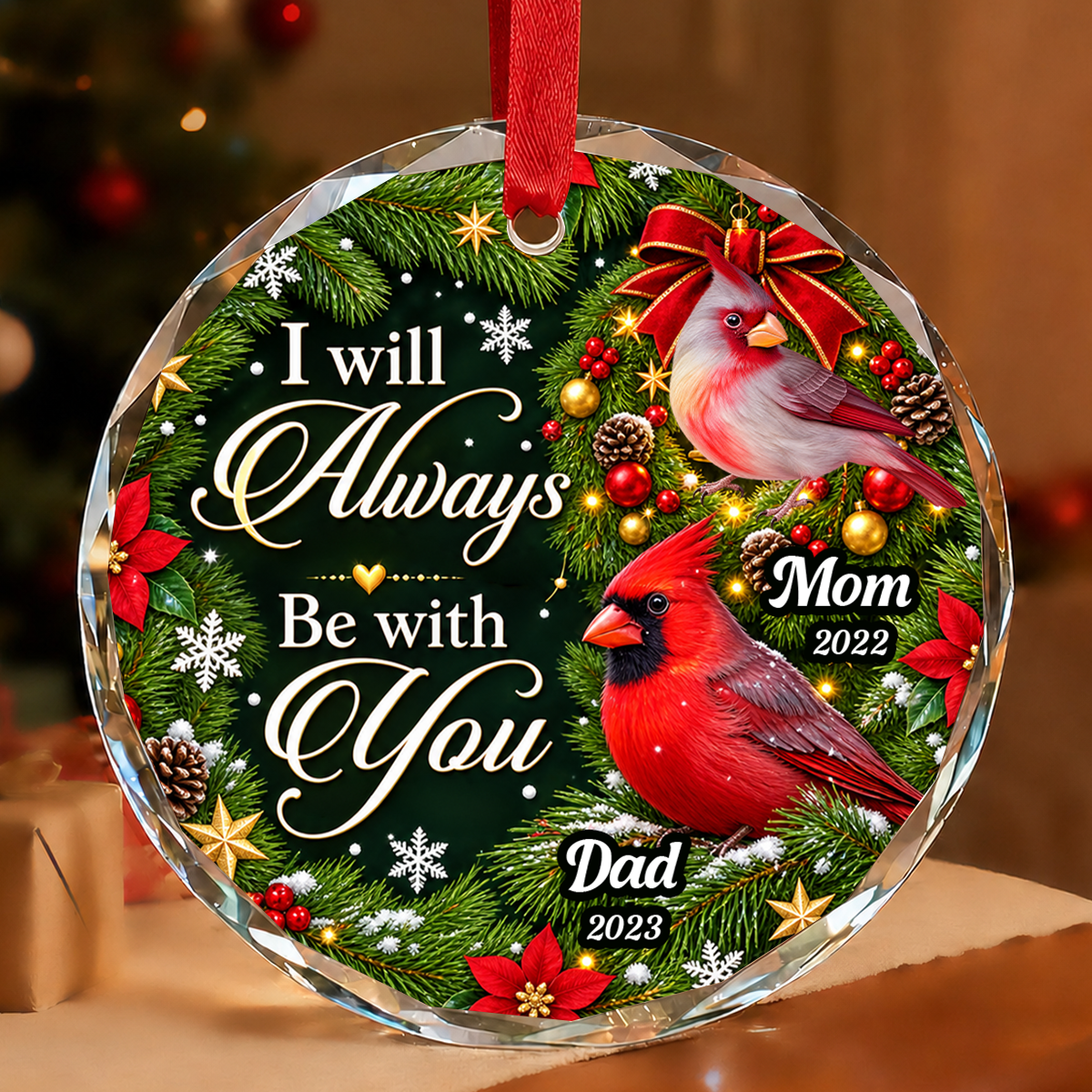 I Know Heaven Is A Beautiful Place For Loss Of Mom Dad, Memorial Gift For Mom Or Dad - Personalized Heart Shaped Glass Ornament