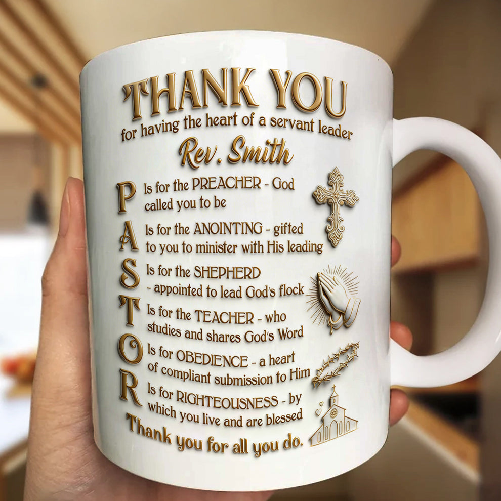 Thank You Pastor, Gift For Pastor | Personalized Ceramic Coffee Mug